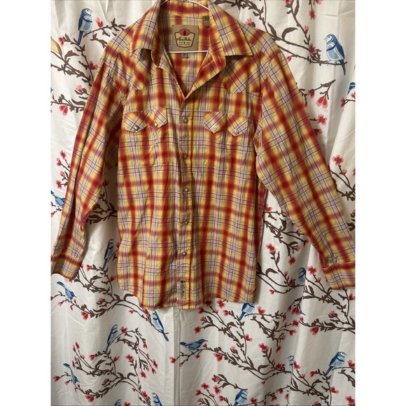 Larry Mahan Other - Larry Mahan Western Shirt Mens Medium Pearl Snap Plaid Sunset Cowboy Collection